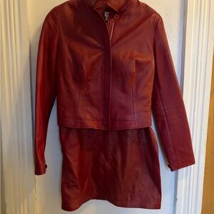 Vintage Caché Women's Red Leather Jacket and skirt